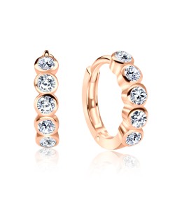 Rose Gold Plated CZ Silver Huggies Earring HO-1605-RO-GP